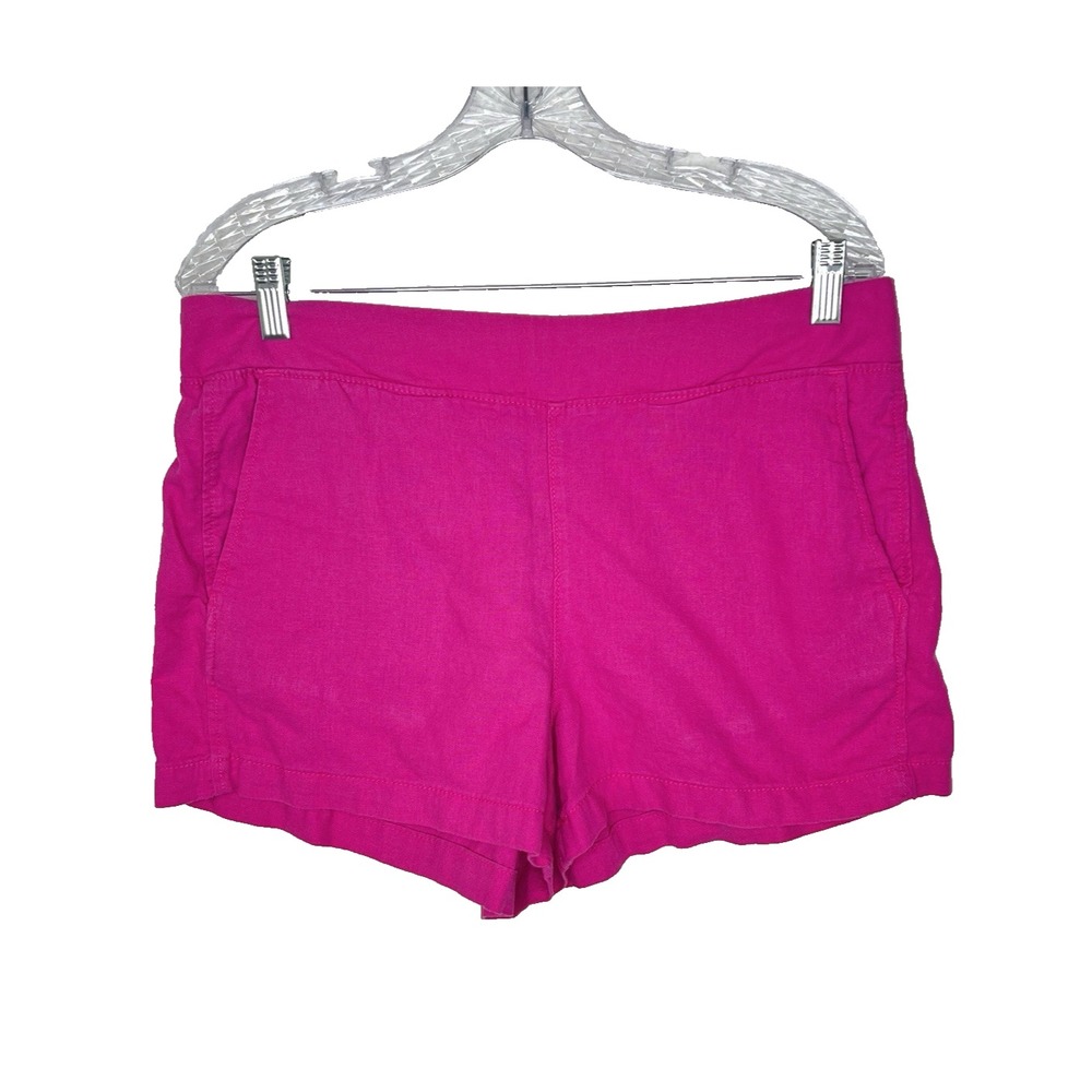 GAP Fushcia Pink Linen Blend Coastal Beach Comfy Relaxed Boho Short Size LARGE